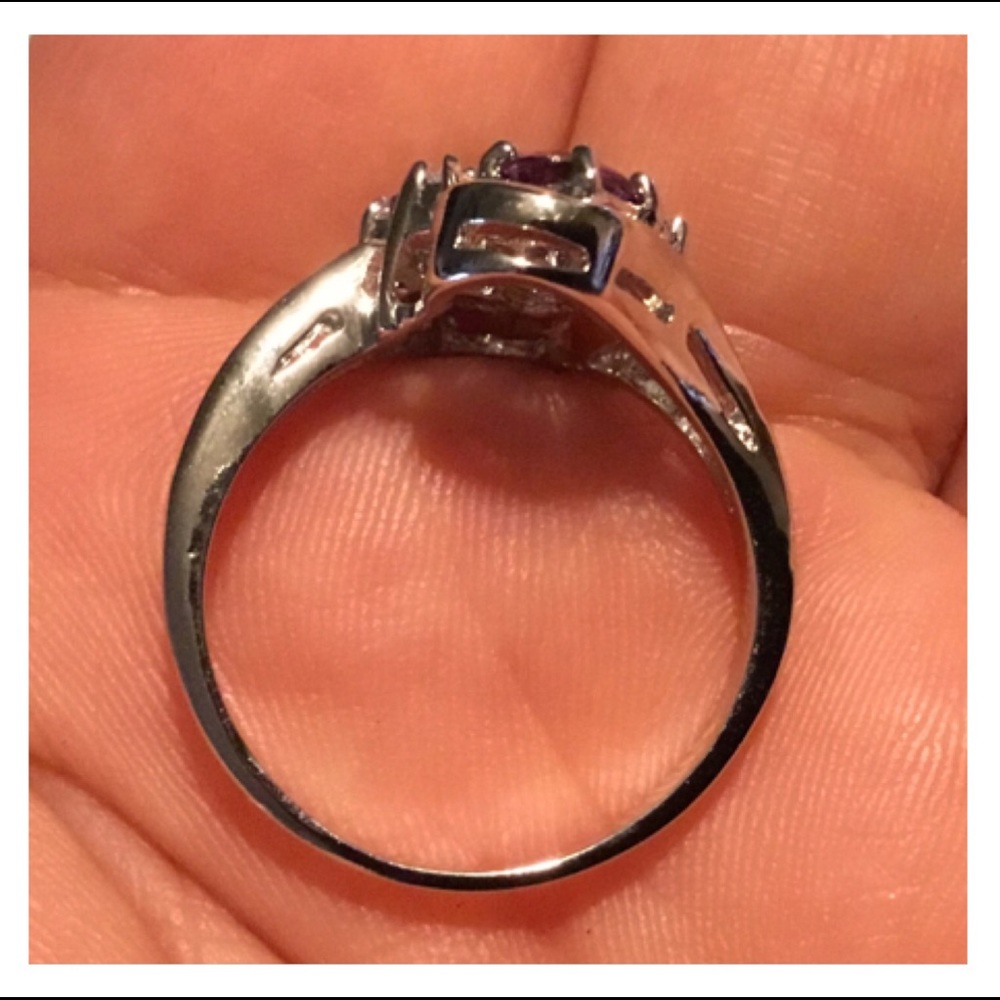 Radiant Purple Clear Gem Rhodium Ring - Picture 10 of 13